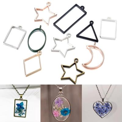 14 bucăți/lot pandantiv cu cadru metalic în stil mixt geometric gol pentru bricolaj, colier din rășină epoxidică, pandantiv, accesorii pentru fabricarea de bijuterii