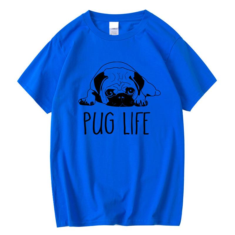 Mens High Quality Tshirt 100 Cotton Funny Pug Printed Loose Male Crewneck T Shirt Short Sleeve oneck Men tshirt Tops Tees