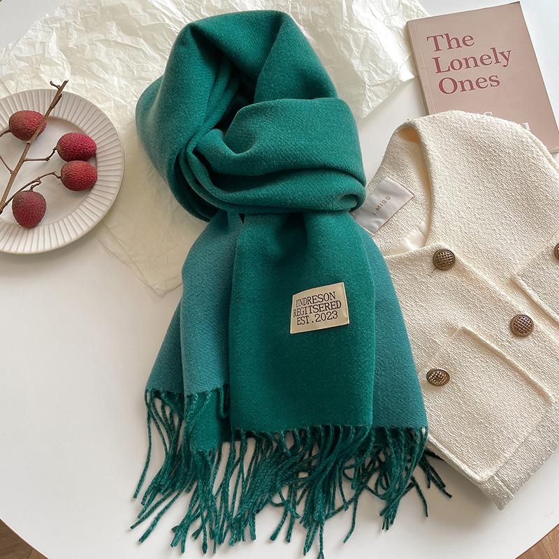 31Colors Fashion Cashmere Scarf for Women Warm Winter Solid Color Double Sided Wraps Neckerchief Poncho Echarpe Pashmina Stoles