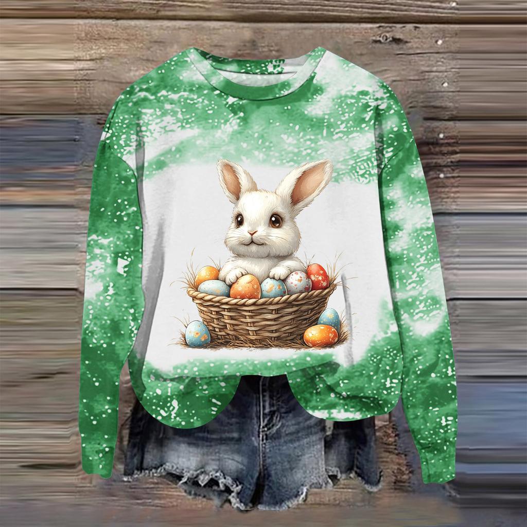 Women's Fashion Printed Long Sleeve Loose Round Neck Sweatshirt Top Fall