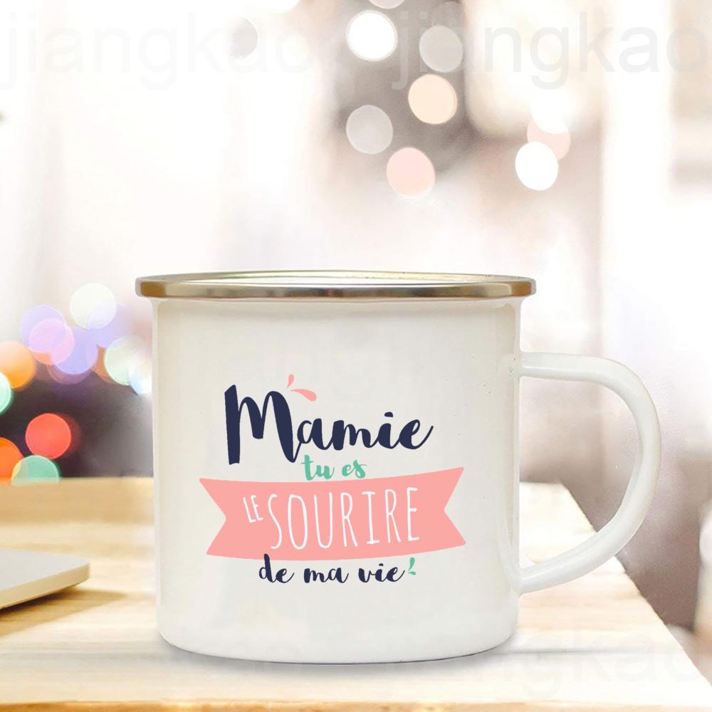 Thank You Grandma for All These Magical Moments Print Enamel Mug Outdoor Cup Drink Coffee Cups Holiday Birthday Gift for Grandma