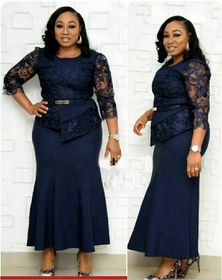 

Plus Size Women s Lace Patchwork Formal Dress Long Skirt JX020 2XL