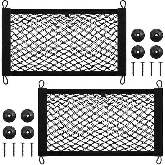 Frienda 2 Pieces Stretchable Small Cargo Net Pocket Storage Mesh Net Elastic Automotive Storage Pouch With 8 Pieces Mounting Screws And Hooks For