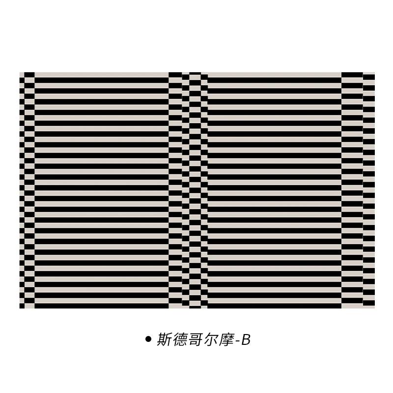 Simple Black Stripe Living Room Decoration Carpet Ins Nordic Bedroom Bedside Plush Non-slip Mat Luxury Study Cloakroom Soft Rug