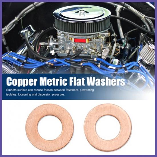 30 Pcs M7 X 14Mm X 1Mm Copper Flat Washer Sealing Gasket Ring For Screw Bolt Nut