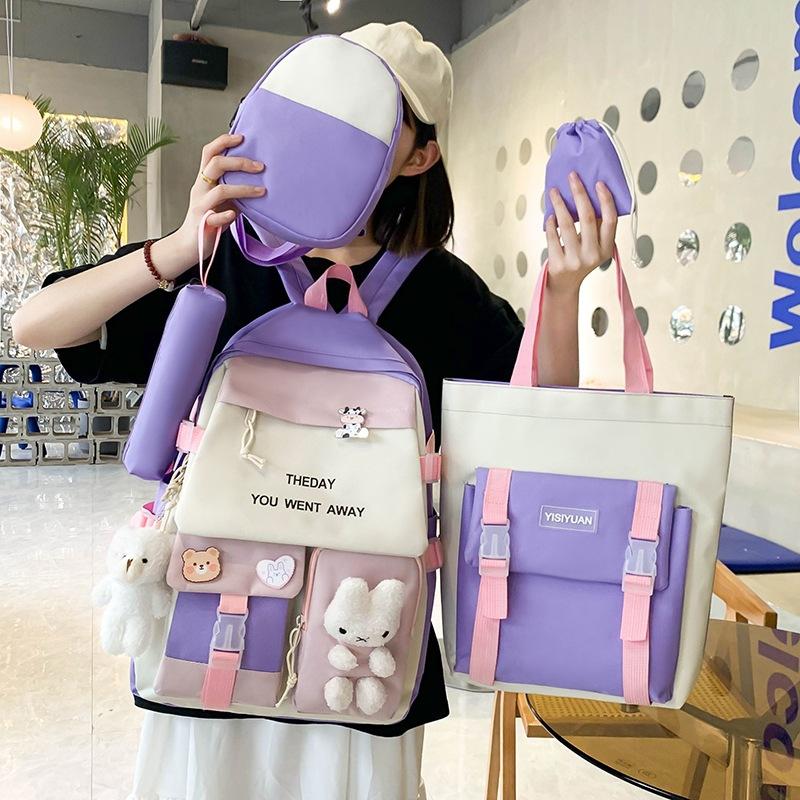 School bag backpack large capacity new middle and high school school bag casual nylon backpack cute girl shoulder make-up bag