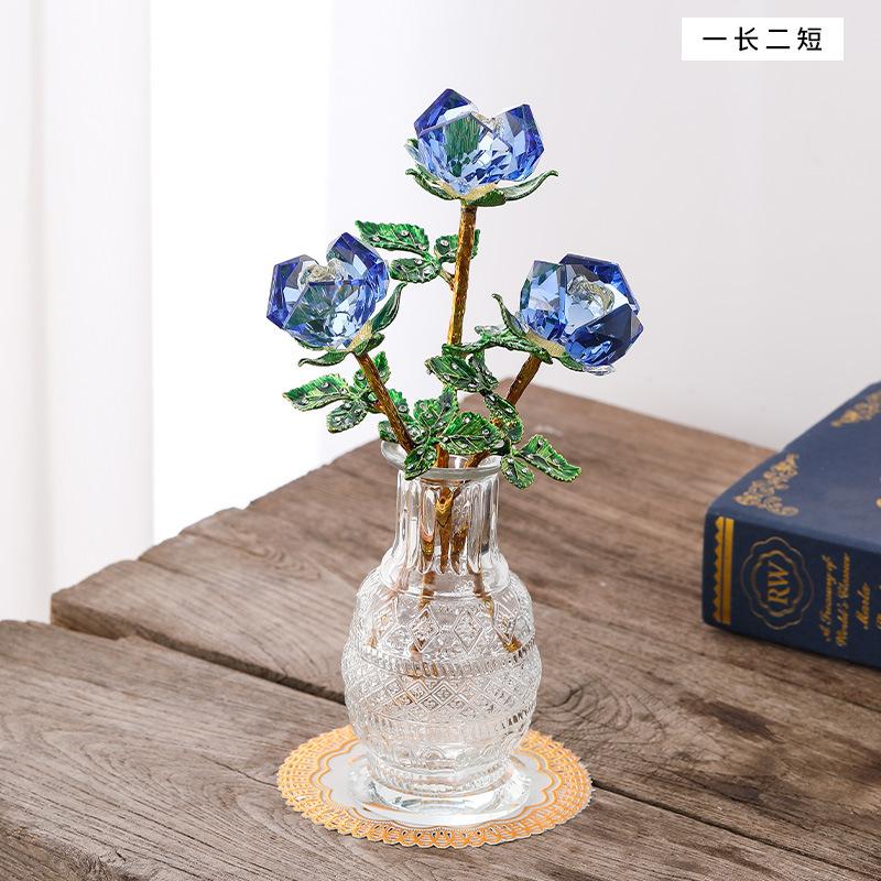 Mother's Day Crystal Crafts Rose Ornament Valentine's Day Girlfriend Wife Holiday Gifts Living Room Ornaments