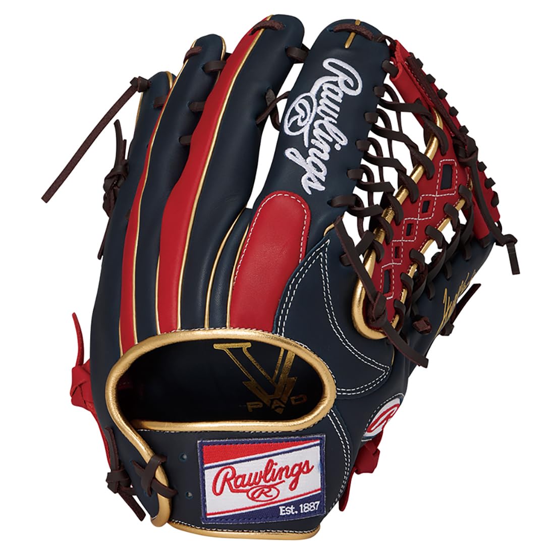 

Мягкая бейсбольная перчатка Rawlings HYPER TECH COLOR SYNC для питчеров и аутфилдеров, GR6HTCY719, Темно-синий/Алый, 12,75 дюйма, Для правшей