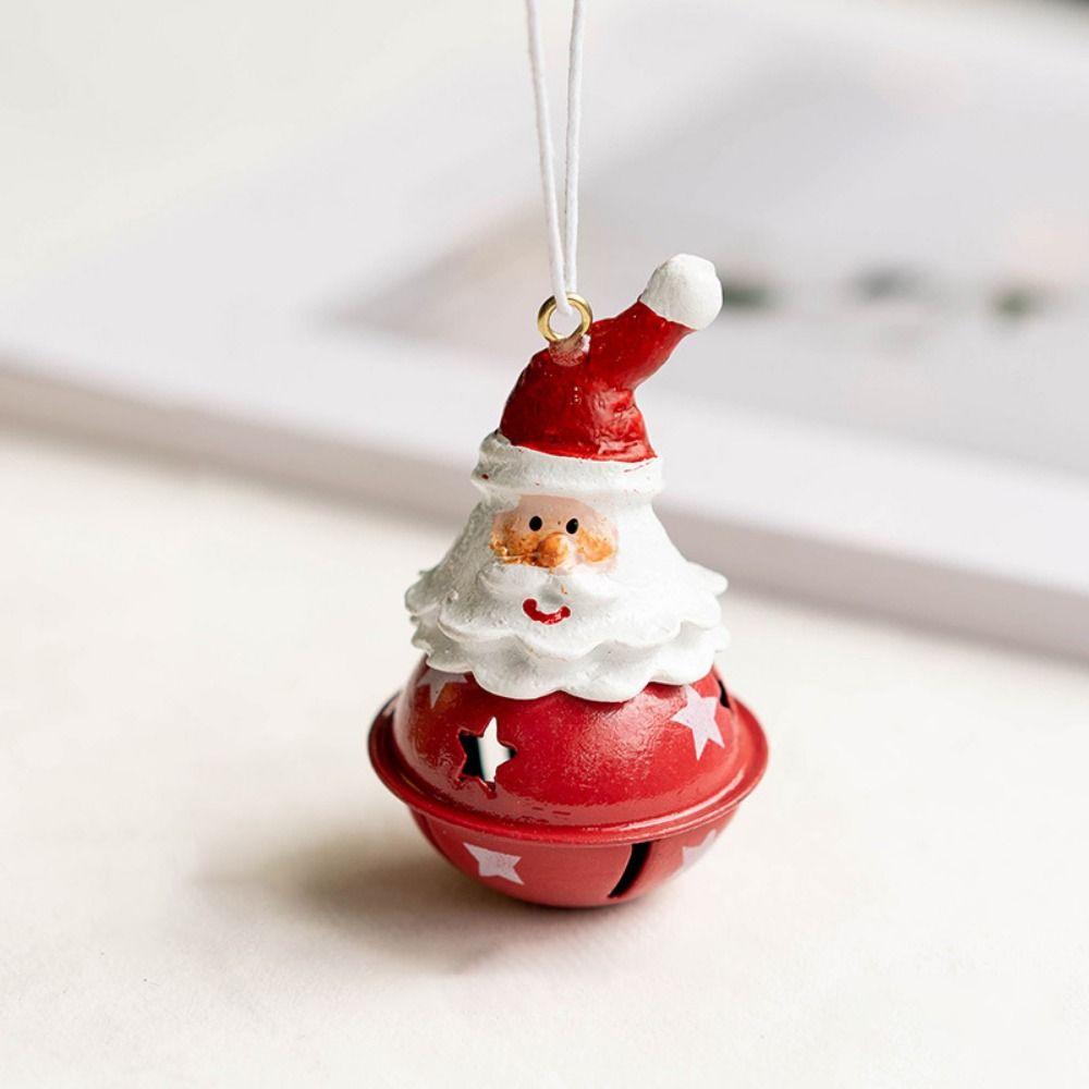 Iron Art Christmas Santa Bell Pendant Cute Xmas Tree Ornaments Snowman Bell Pendant  Christmas