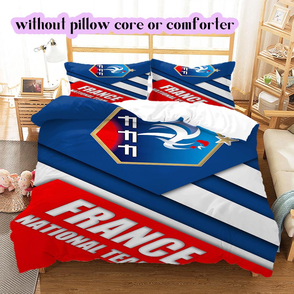 France Football Soccer Pattern Bedding,Quilt Set Quilt Cover Pillowcase Home Birthday Gift (1*duvet Cover+2*pillowcase,without Core)