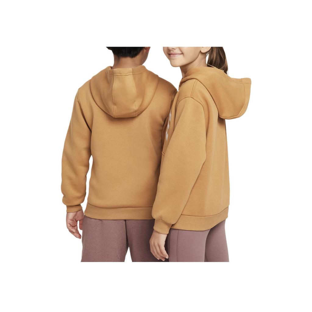 Nike Sportswear Club Fleece Oversized Satin Appliqué Lightweight Soft Sweatshirt Kids Sweatshirt Linen HJ3156-224