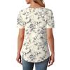 טופ פולובר אופנתי לנשים עם שרוולים קצרים, כפתורים, הדפס פרחוני, צווארון עגול