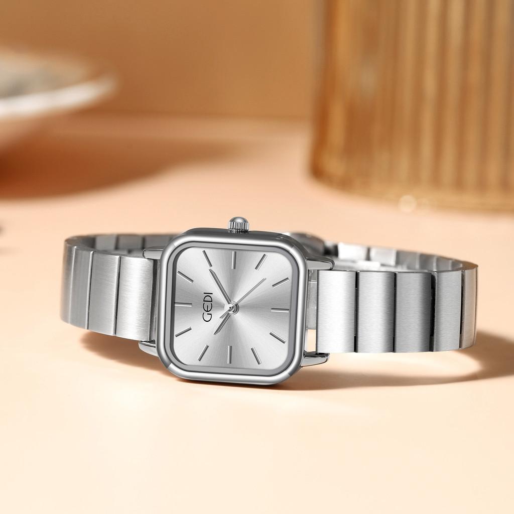 Gadi Elegant Stainless Steel Square Watch For Women With Water Resistance And Quartz Movement