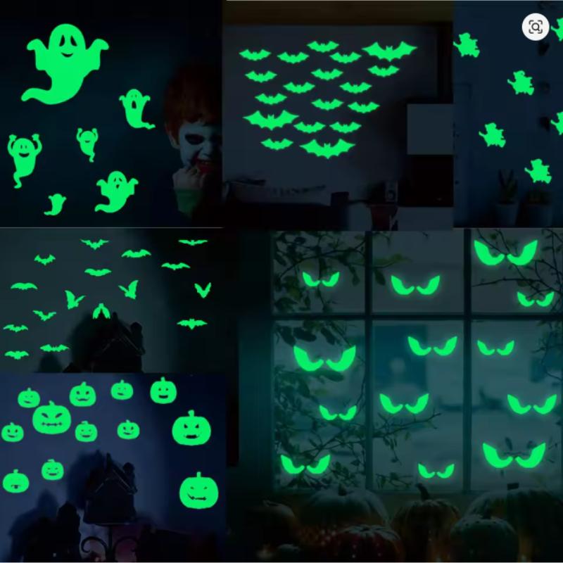 5Pack Peeping Eyes Halloween Glow Wall Stickers Set,Party Decorations,Halloween Night Light Wall Decals,Glow In The Drak Toys