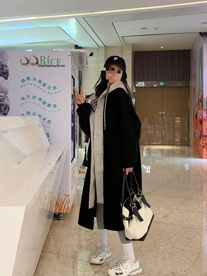 Women's Long Hooded Lamb Wool Coat - Versatile, Loose-Fit, Plus Velvet, Chic Korean Style Sweatshirt