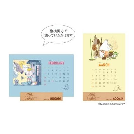 Shin Nippon Calendar 2027 Desktop Moomin Wooden Base NK4330