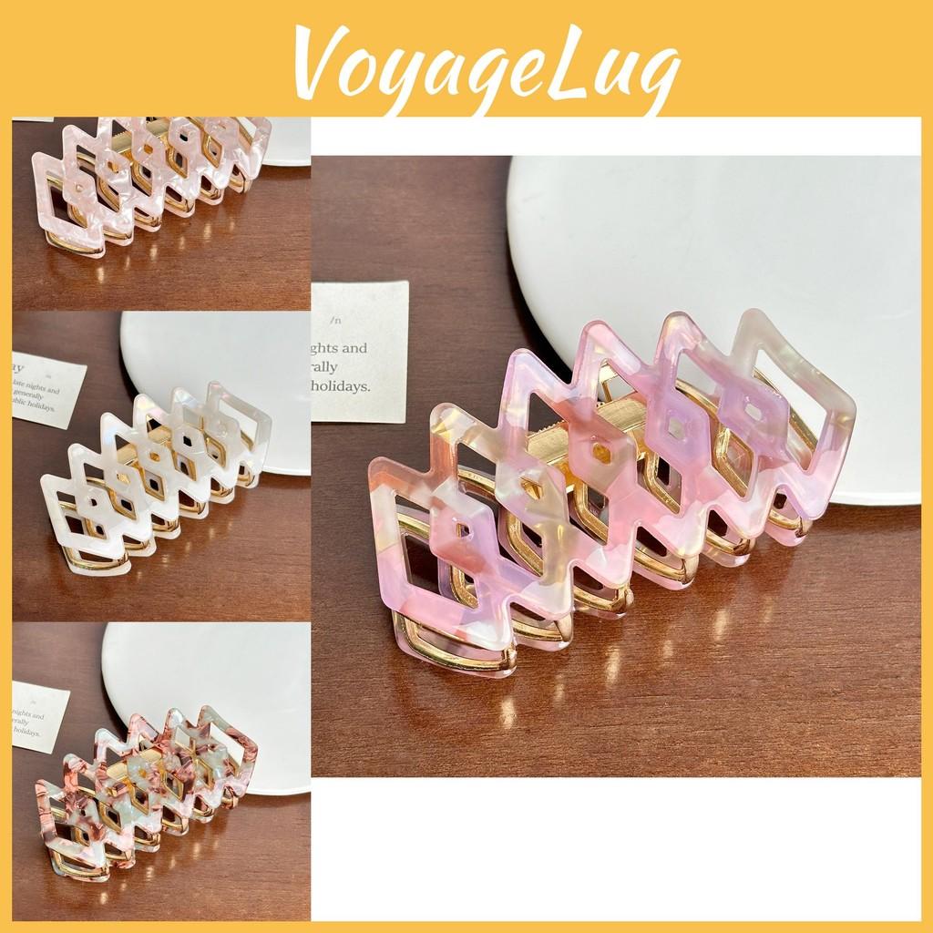 Chic Acetate Hair Claw Clip With Trendy Line Patterns In Vibrant Colors Women For