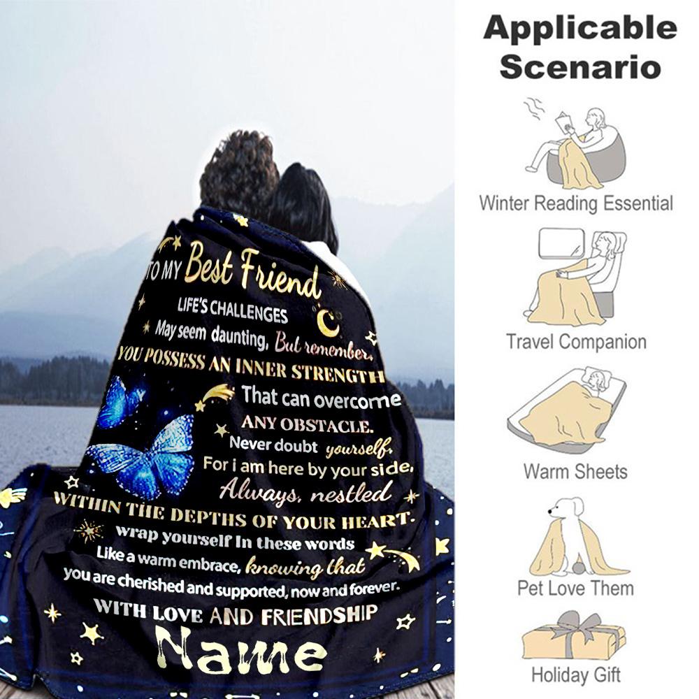 Good Friends23 Customize Your Name Blanket Multi-purpose Customizable Blanket Soft Warm Cozy Suitable for Couch Nap Office Chair Livingroom