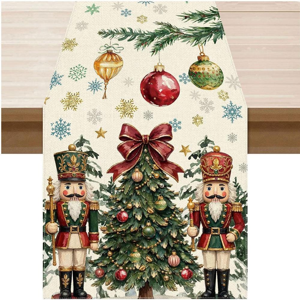 Christmas decoration table runner printed dining table cloth festive party Christmas tree tablecloth