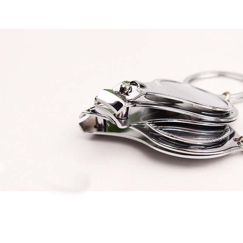 1 st Rund Rostfritt Stål Stor Stor Kraftig Nyckelring Finger Tå Nagel Skönhetsvårdsverktyg Klippare Trimmer Klippare Med Kapsylöppnare