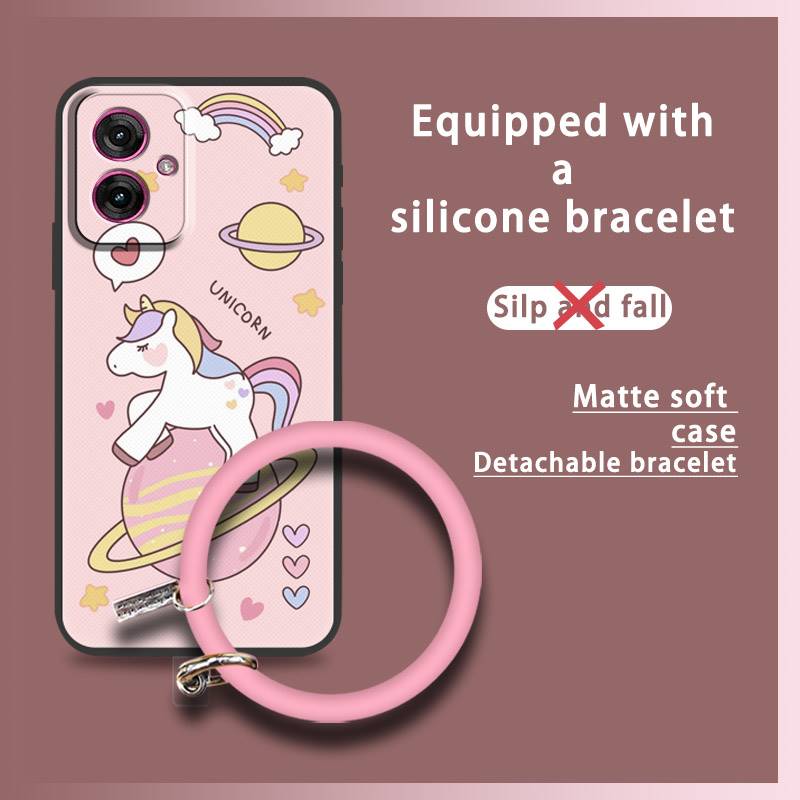 Protective Personality Phone Case For MOTO G55 5G Creative Solid Color Cute Heat Dissipation Bracelet Waterproof Ring