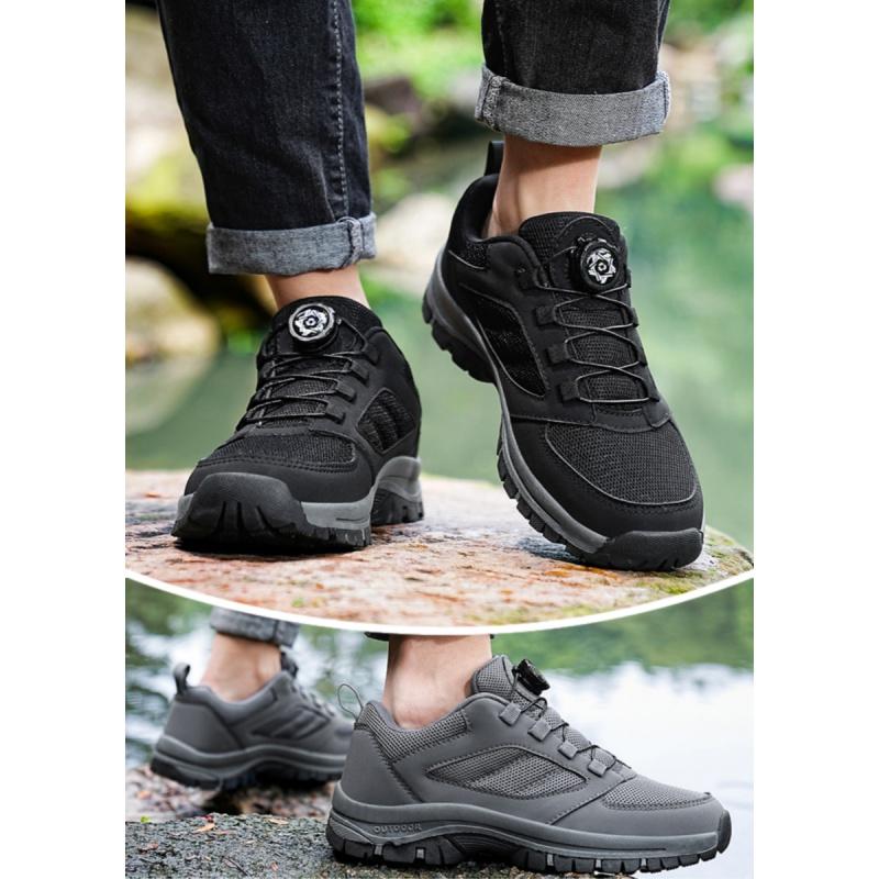 Mens Springtime Fall Outside Athletic Shoes With Rotating Buckle Convenient Plush Comfort Anti Slip Trekking Shoes Large Size 39-48
