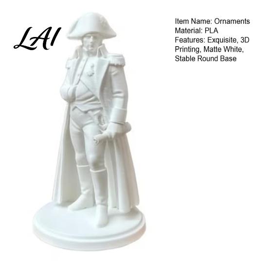 DIY Paintable Statue 3D Printed Napoleon with Military Coat Turban & Scroll Vintage Historical Desktop Decor Matte White Figurine Figurine,