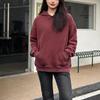 Women's Heavyweight Washed Hooded Sweatshirt, Loose Fit, Solid Color, No Drawstring, American Style, Long Sleeve, Versatile Base Layer