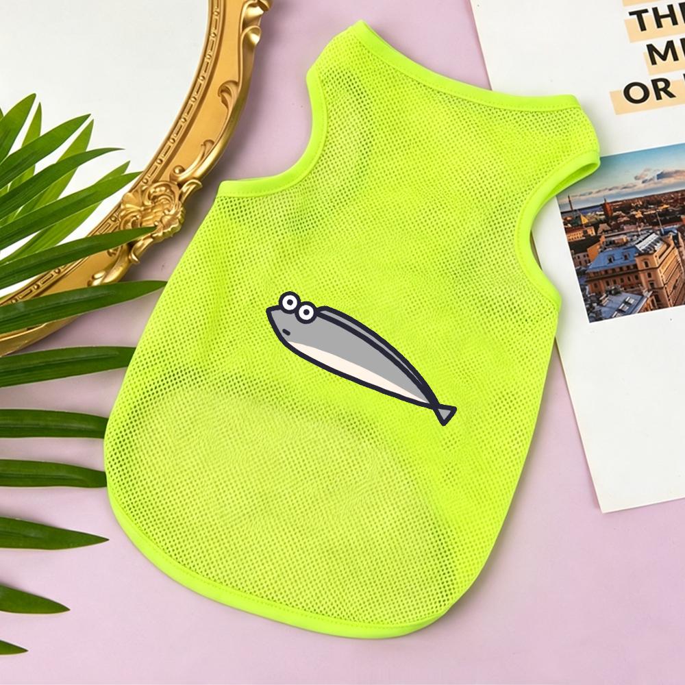 1 Pc Summer Breathable Mesh Dog Vest Cute Cartoon Marine Animal Prints Sleeveless T-Shirt Suitable For Small Pet Daily Wear