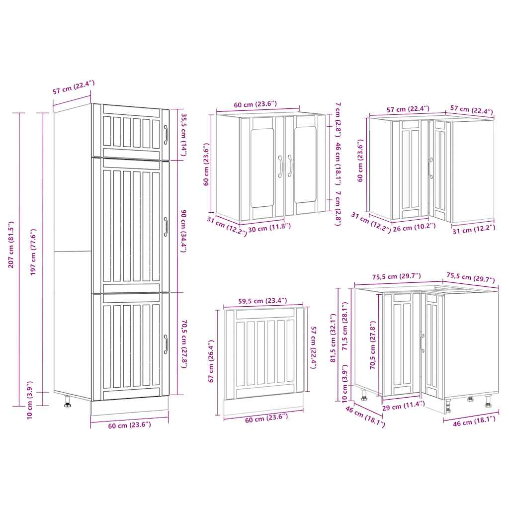 14 Piece Kitchen Cabinet Set Lucca Black Wood Based Material