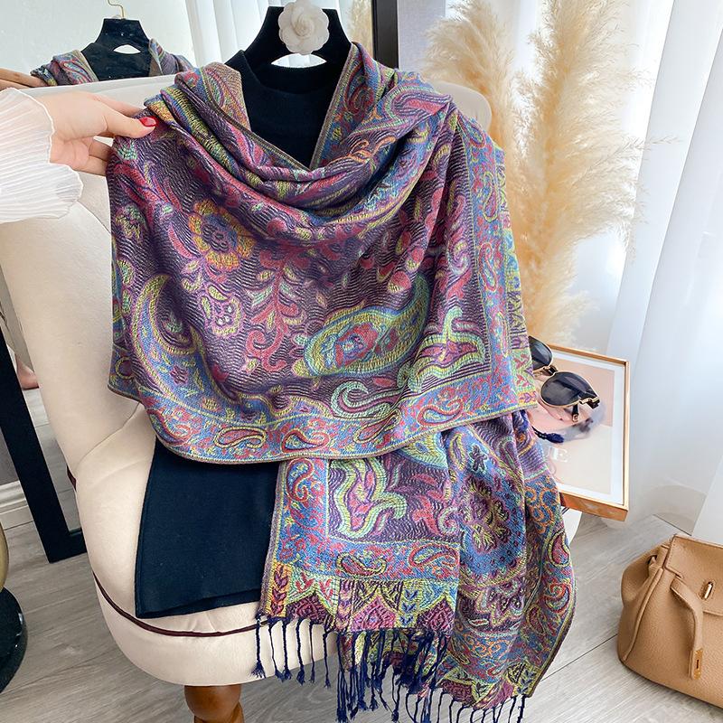 Ethnic Shawl Women's Scarf Scarf Jacquard Cashew Fringe Women's Long Scarf Shawl,Warm Scarf Shawl Outerwear
