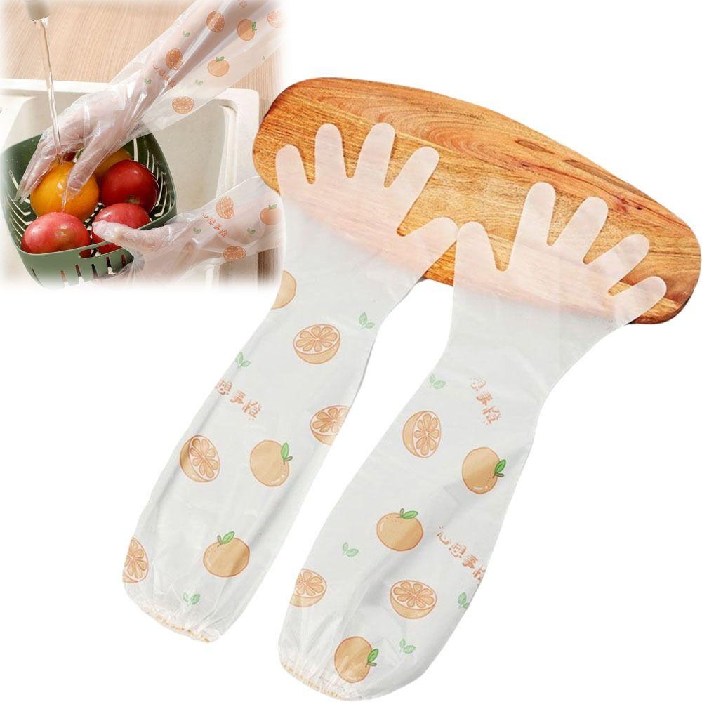 10PCS Print Disposable Gloves Extra Long Extended Housework Gloves  for Restaurant
