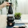 Japanese Drinking Set Contains Heat Resistant Sake Carafe Bottle 4 Cups Warmer Candle Stove Birthday Housewarmings Gift
