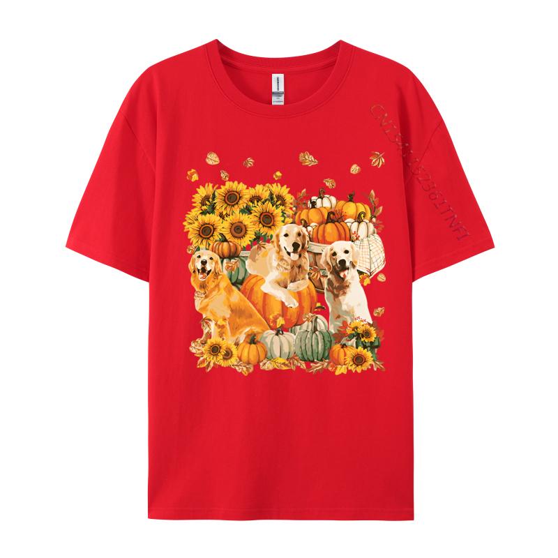 Dog Golden Retriever Autumn Vintage T Shirt Cotton Tops Shirts for Adult Japan Style Plain T Shirts Wholesale