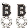 Fashionable Holiday Statement Jewelry 1 Pair Halloween BOO Earrings for Women, Sparkly Rhinestone Boo Lightweight Party Accessories Letter Stud