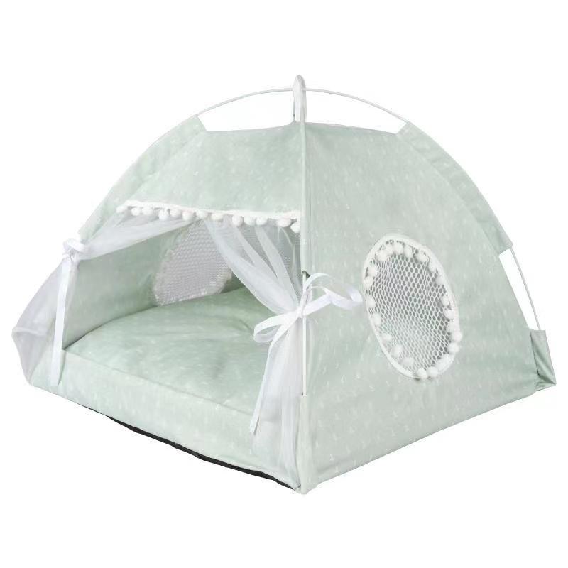 Pet Dog Tent House Floral Print Enclosed Cat Tent Bed Indoor Folding Portable Comfortable Kitten Bed Kennel For Small Pets