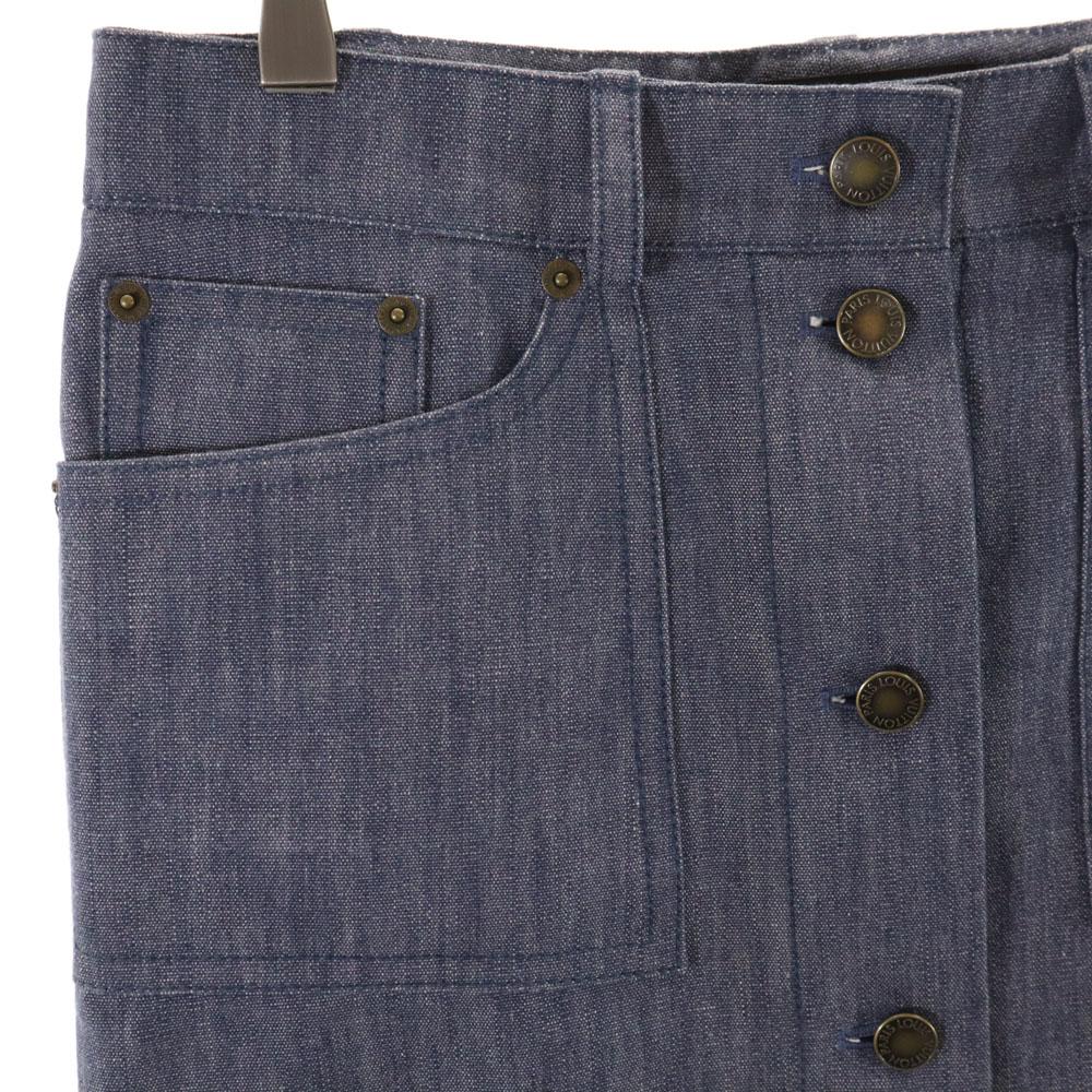 LOUIS VUITTON Made in France Midi length Denim skirt 36 Navy Women Used