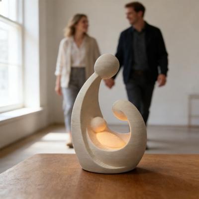 Family of 3 Figurine 3D Printed Parents And Kids Statue Modern Sculpture for Living Room
