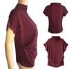 Office Lady Blouse Turtleneck Batwing Sleeves Summer Pure Color Loose-fitting Top for Daily Wear