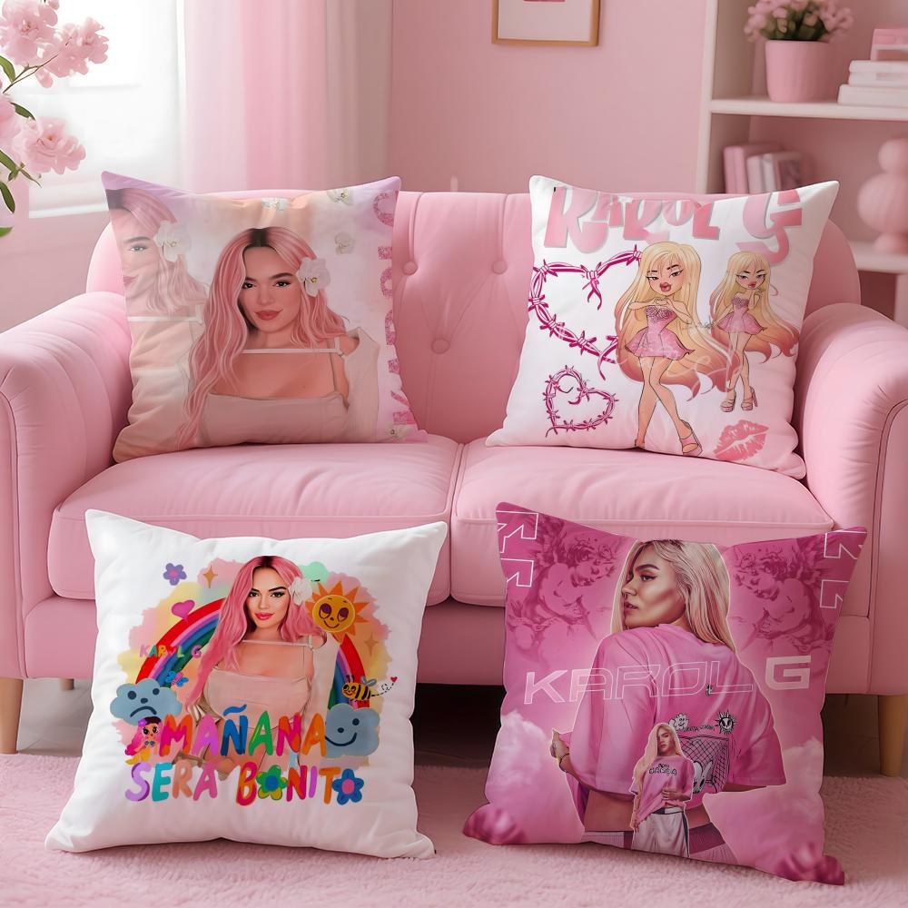 Singer Album KKAROL G Cushion Cover Pillow Case Soft Friendly Fabric Concealed Zipper