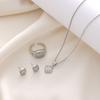 Light Luxury Diamond Geometric Necklace Ring Earrings 3-piece Set Stylish Simple Versatile Necklace Set