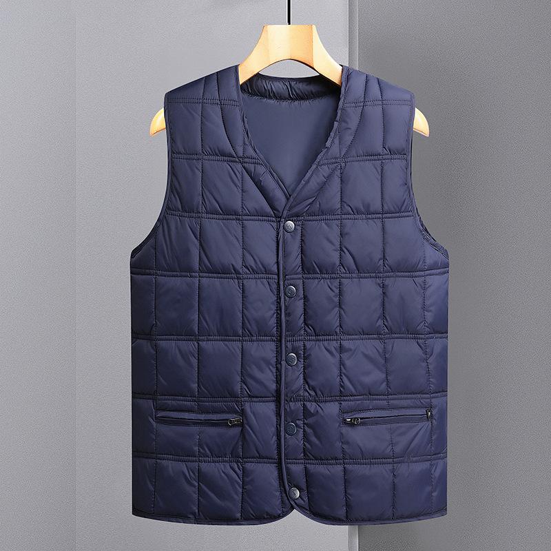 

Winter Feather Velvet Vest Men s Large Size Vest Middle-aged and Elderly Wear Bottoming Shirt Light Vest Dad Outfit L