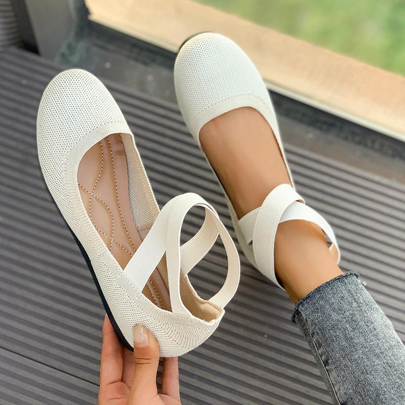 Women's Flat Shoes Autumn New Style Comfortable Solid Color Ladies Knitted Low-top Shoes Women's Fashion Casual Flat Loafers
