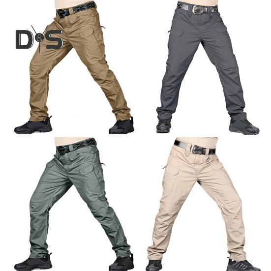 Men Tactical Training Pants Cotton Linen Blend Multiple Pocket Urban Commuter Cargo Trousers Slim Fit Joggers for Work Exercise Outdoor Fishing