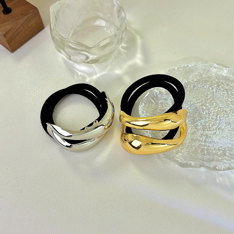 Vintage Chunky Hollow Double-layer Metal Hair Clips For Women Hairbands Elastic Scrunchies Hair Ropes Fashion Hair Accessories