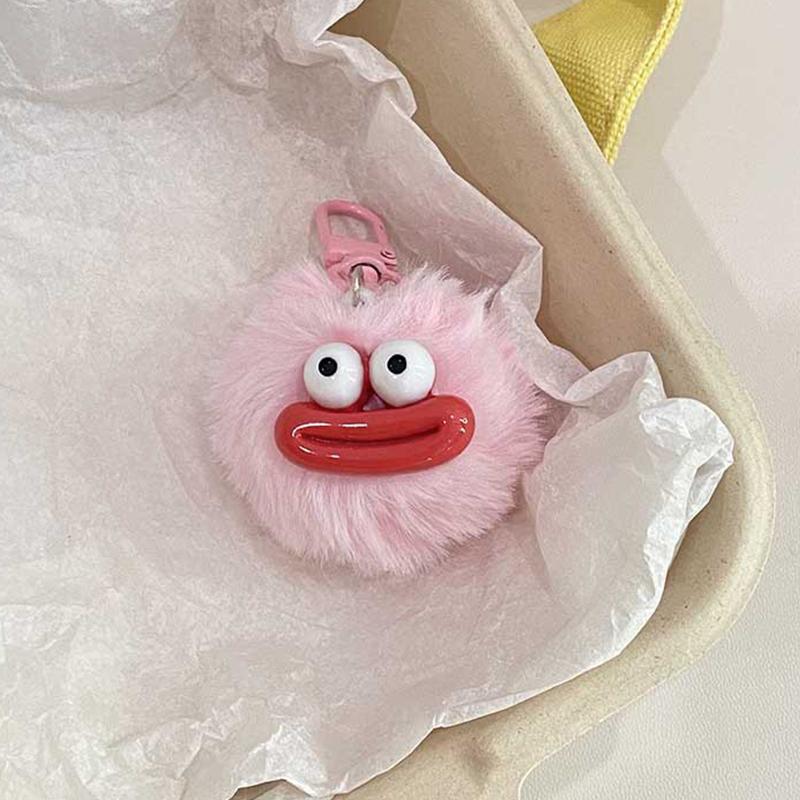 Funny Sausage Mouth Hair Ball Decoration Key Pendant