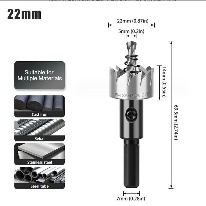 Burghiu HSS Freză de tăiat cu găuri Bi-metal pentru aluminiu Fier Oțel inoxidabil Dispozitiv de tăiat lemn HSS Kit de ferăstrău cu găuri