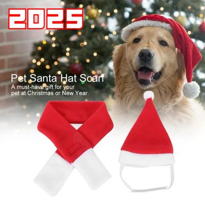 2025 Christmas Pet Hat Santa Claus Hat for Cats Dogs Puppy Xmas Decoration New Year Party Supplies Pet Costume