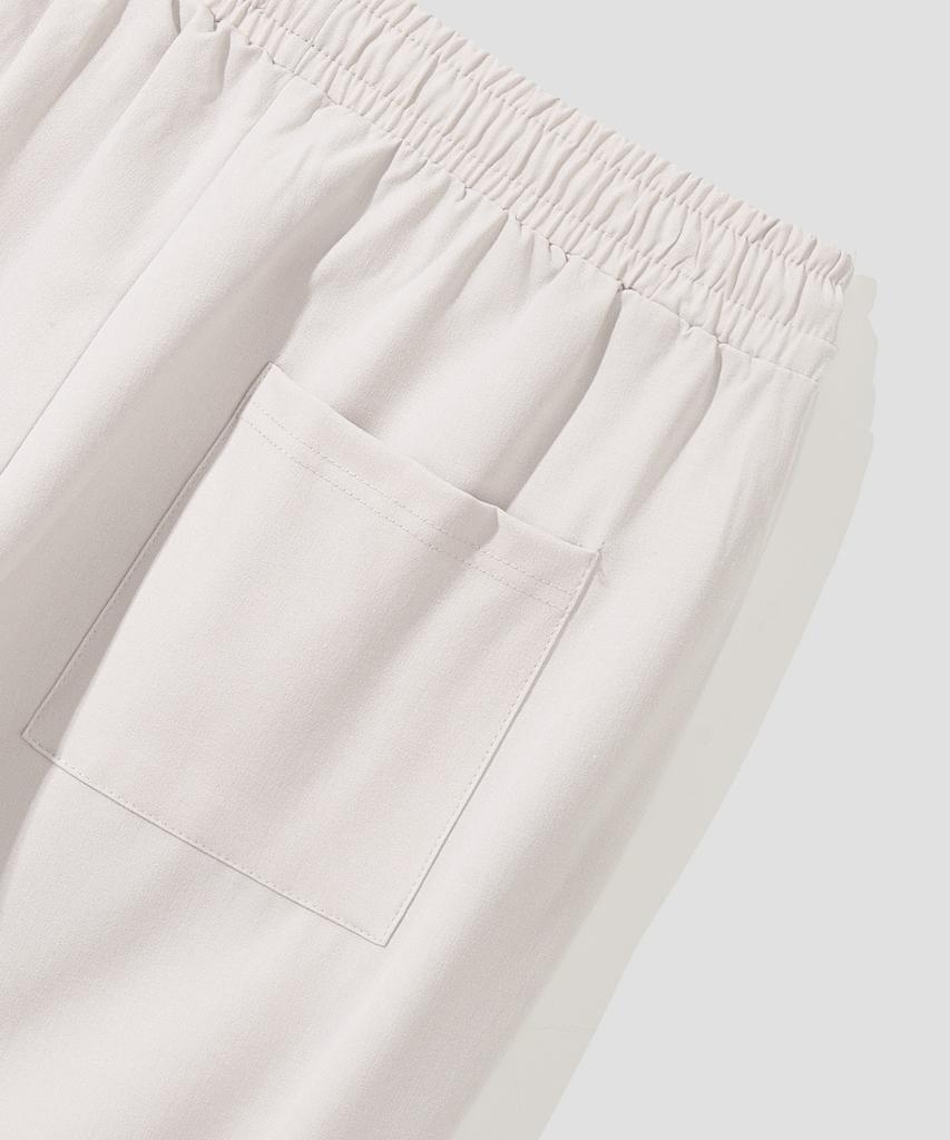 AGOD Single-Pleat Wide Elastic Waist Slacks [Cream]
