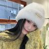 New Plush Hat for Women In Winter Thickened and Warm Small Woolen Hat Showing Face Trendy Big Head Circumference Ear Protection Pile Knitted Hat